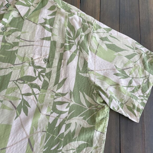 Tori Richard Green White Tropical Hawaiian Lightweight Silk Summer Shirt XL (I8) - Picture 4 of 10